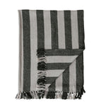 Striped Throw with Fringe, Natural & Green, 60 X 50 in. 1