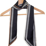 Striped Border Scarf, Black and White, 145 X 13 in. 1