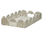 Scalloped Edge White Wicker Tray, Large, 15.5 X 12 in. 1