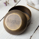 Aspirin Pill Box, Antique Brass 2