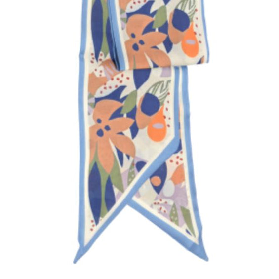 Leafy Double-Sided Scarf, Blue, 145 x 13 in.