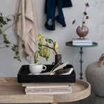 Mango Wood Square Decorative Tray w/ Handles, Black, 15