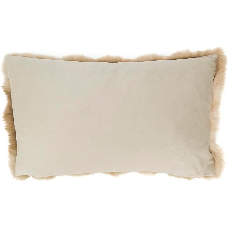 Fur Pillow, Bubble Faux, Down Filled, Natural, 12 X 20 in.