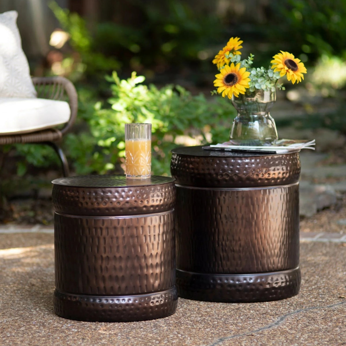 Stockton Stools, Dark Copper, Set of Two, 16 x 16 x 18 in.