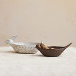 Debossed Stoneware Bird Bowl, Brown, 10 in. 2