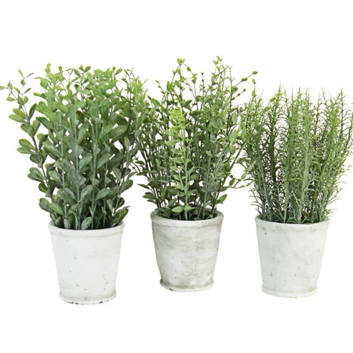 Artificial Herbs in Cement Pots, Assorted Styles, Priced Individually