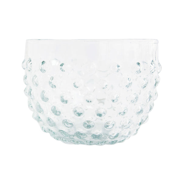 Glass Hobnail Bowl, 4"Rnd, clear textured glass bowl with hobnail design, perfect for stylish decor, kitchen use, or thoughtful gifts from Knotty and Board.