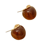 Resin Teardrop with Metallic Accent Drop Earrings in warm amber tones with smooth teardrop resin paired with subtle metallic accent, perfect gifts for stylish decor lovers at Knotty and Board. 1