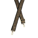 Mixed Metal Studded Guitar Strap featuring a stylish black base with gold-tone metal studs and adjustable clasps, perfect for adding unique flair to your guitar setup. 1