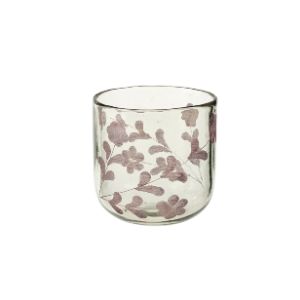 Rosalie Etched Vase, Lilac, Large featuring delicate lilac floral etching on clear glass, perfect for elegant decor, gifts, and adding charm to any room with Knotty and Board.