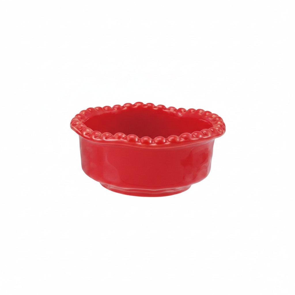 Organic Shaped Bowl w/ Hobnail Rim, Red, 4