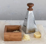 Stainless Steel Grater w/ Acacia Wood Handle, Natural 2