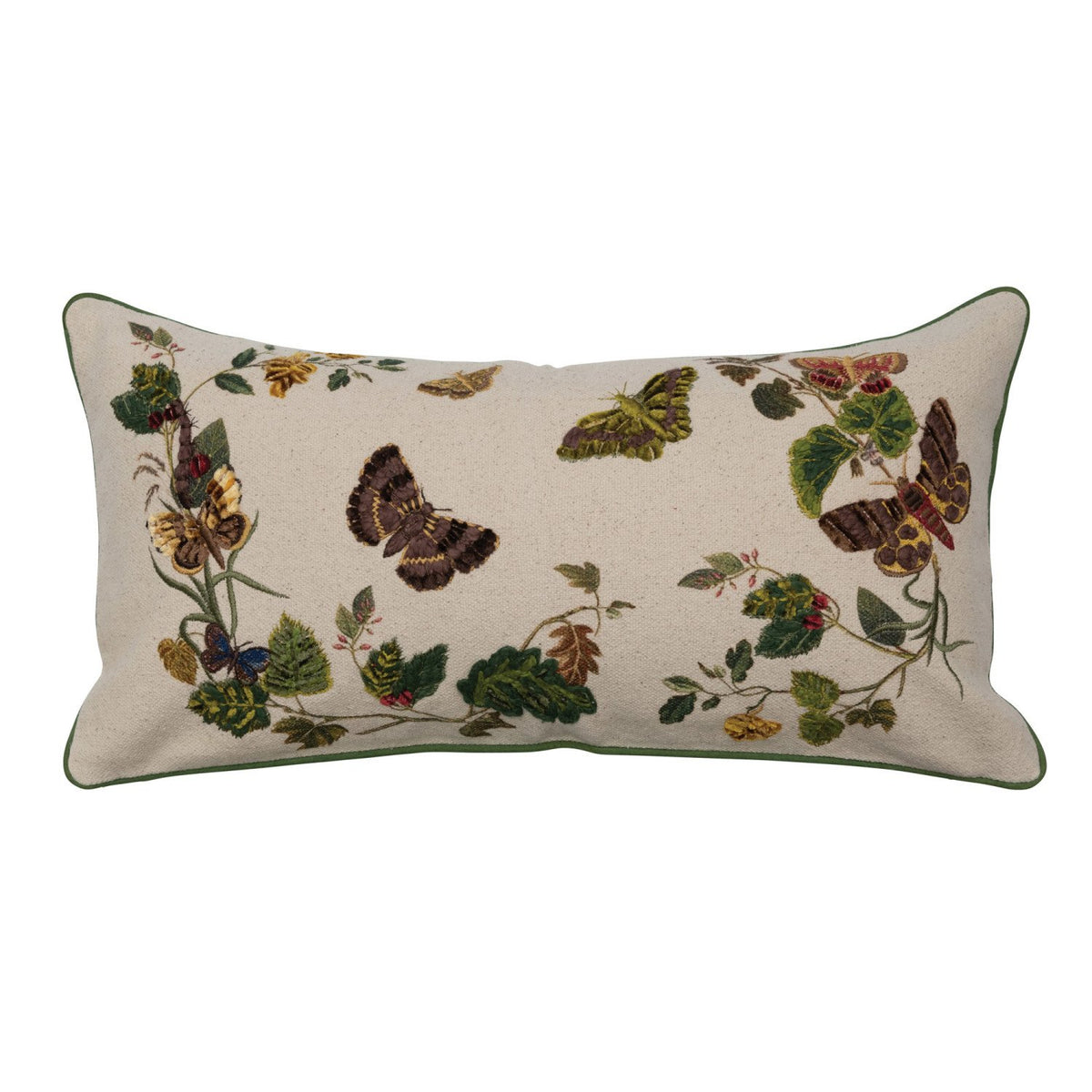Lumbar Pillow with Butterflies & Flowers, 24