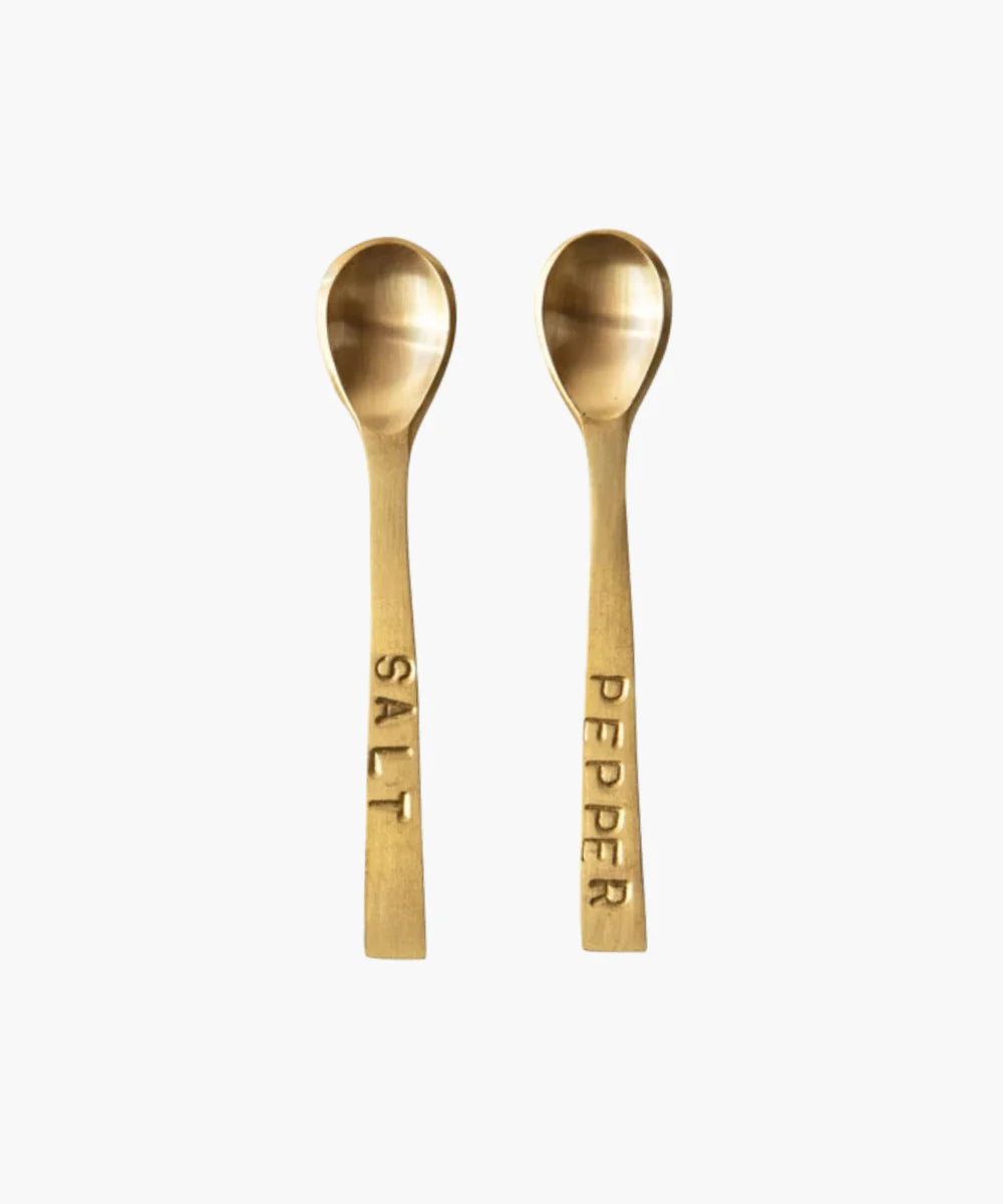 Salt & Pepper Spoons, Brass Finish