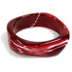 Waved Circle Bangle Bracelet, Maroon Acrylic featuring a glossy, wavy design in rich maroon, perfect for stylish jewelry gifts and curated decor from Knotty and Board. 1