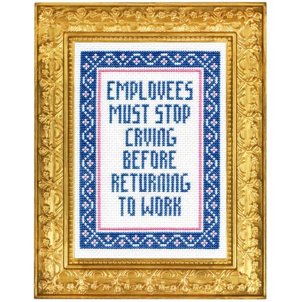Deluxe Cross Stitch Kit, Employees Must Stop Crying
