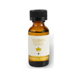 Amber glass bottle with black cap labeled Bourbon Royalty, Jackson Square, Fragrance Oil, 1 oz., ideal for adding rich scent to home decor and gifts from Knotty and Board. 1