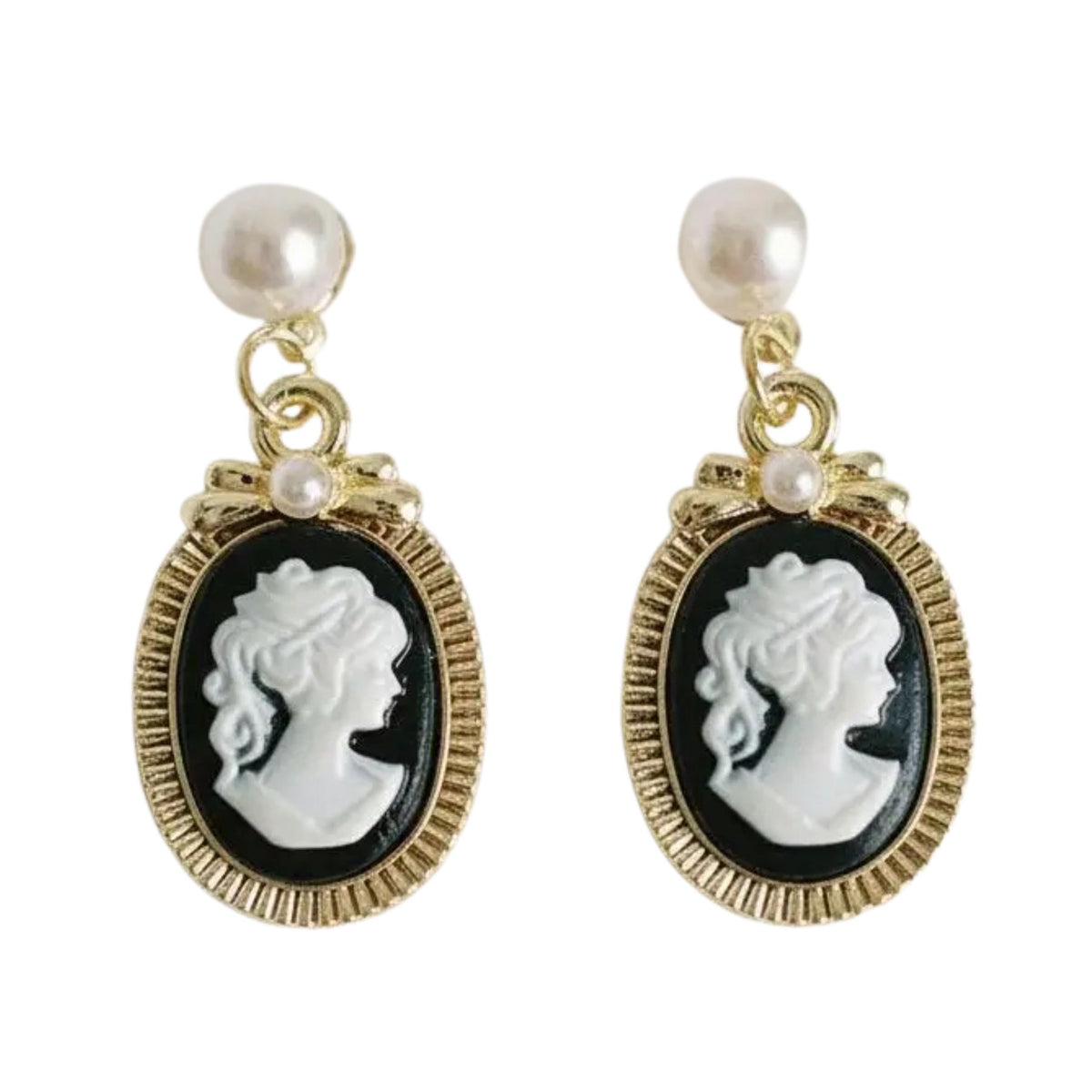 Charming Vintage-Inspired Oval Pearl Drop Earrings