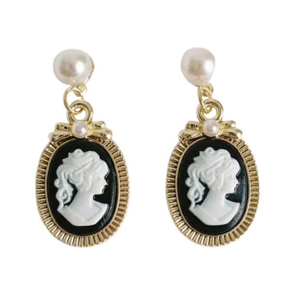 Charming Vintage-Inspired Oval Pearl Drop Earrings