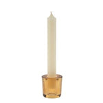 Prism Candle Holder, Large, Gold holding a tall white taper candle, perfect for elegant kitchen or dining decor, available from Knotty and Board, your curated gift destination. 1