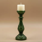 Mercury Glass Candle Holder, Green, Holds 3