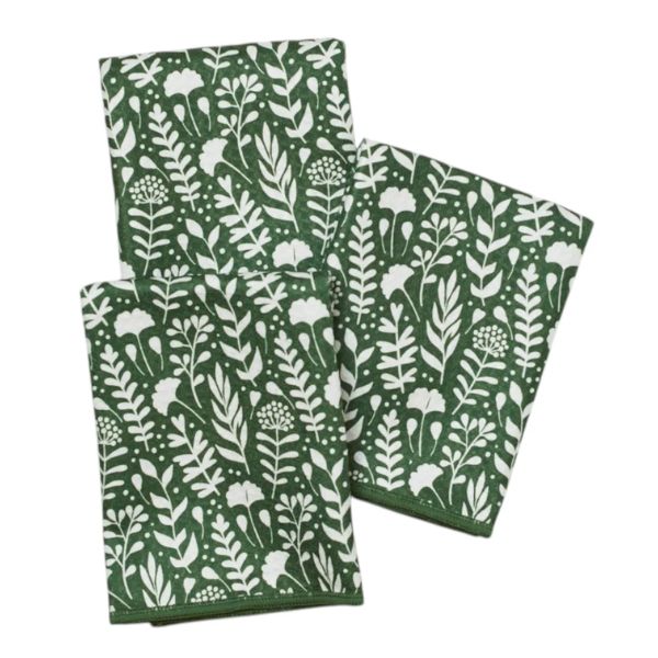 Mighty Mini Towels, Meadowlace, Garden Green, Set of Three, 13 X 13 in.