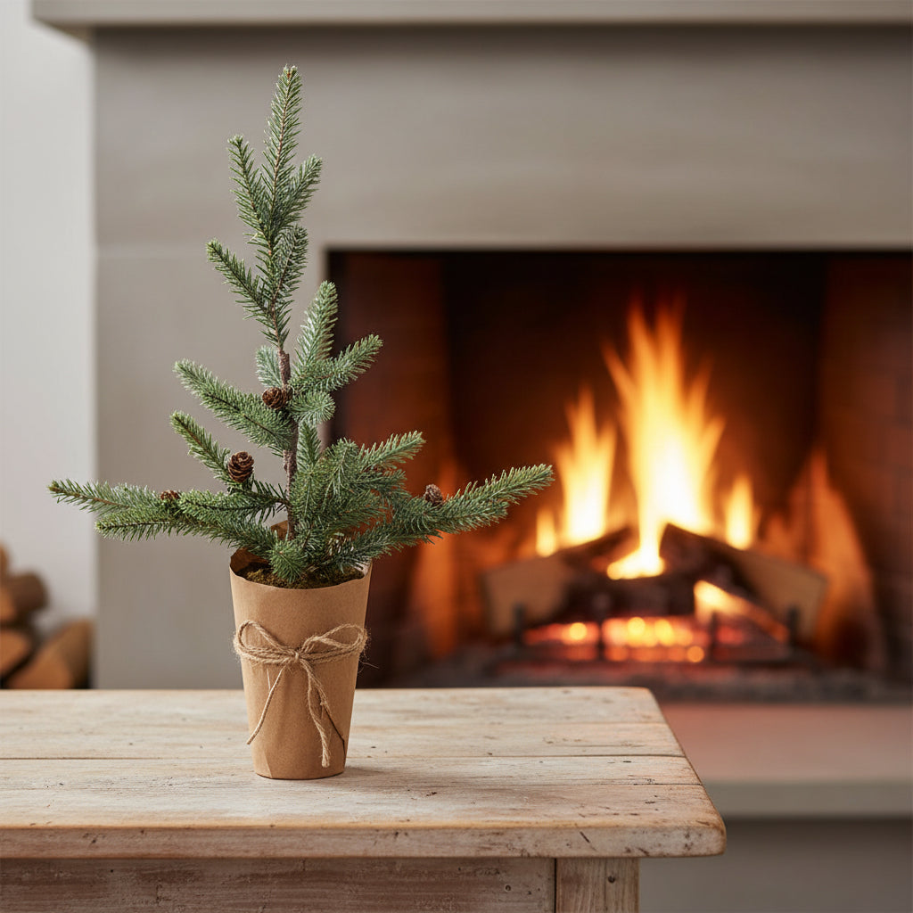 Evergreen with Pinecones, Frosted, 21.25 in.