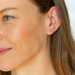 Glitz Crawler Stud Earrings, Gold 2