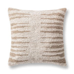 Performance Kiran Pillow, Natural, 22 X 22 in. with textured striped pattern in neutral tones, perfect for adding cozy decor to any room, offered by Knotty and Board. 1