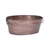 Antique Oval Tub, Copper, 16 X 10 X 6.5 displayed as a rustic decor piece with metal handles, perfect for stylish kitchen or dining gifts from Knotty and Board. Every Room Needs A Little Knotty and Board. 1