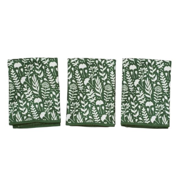 Mighty Mini Towels, Meadowlace, Garden Green, Set of Three, 13 X 13 in.