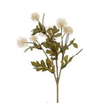 Pom Pom Floral Stem, White, 21.5 in., featuring delicate white pom pom blooms and green leaves, perfect for adding charming decor accents in any room. 1