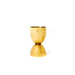 Bell Shaped Cocktail Jigger made of polished brass with a sleek, reflective surface, perfect for kitchen entertaining and stylish drink measuring from Knotty and Board. 1