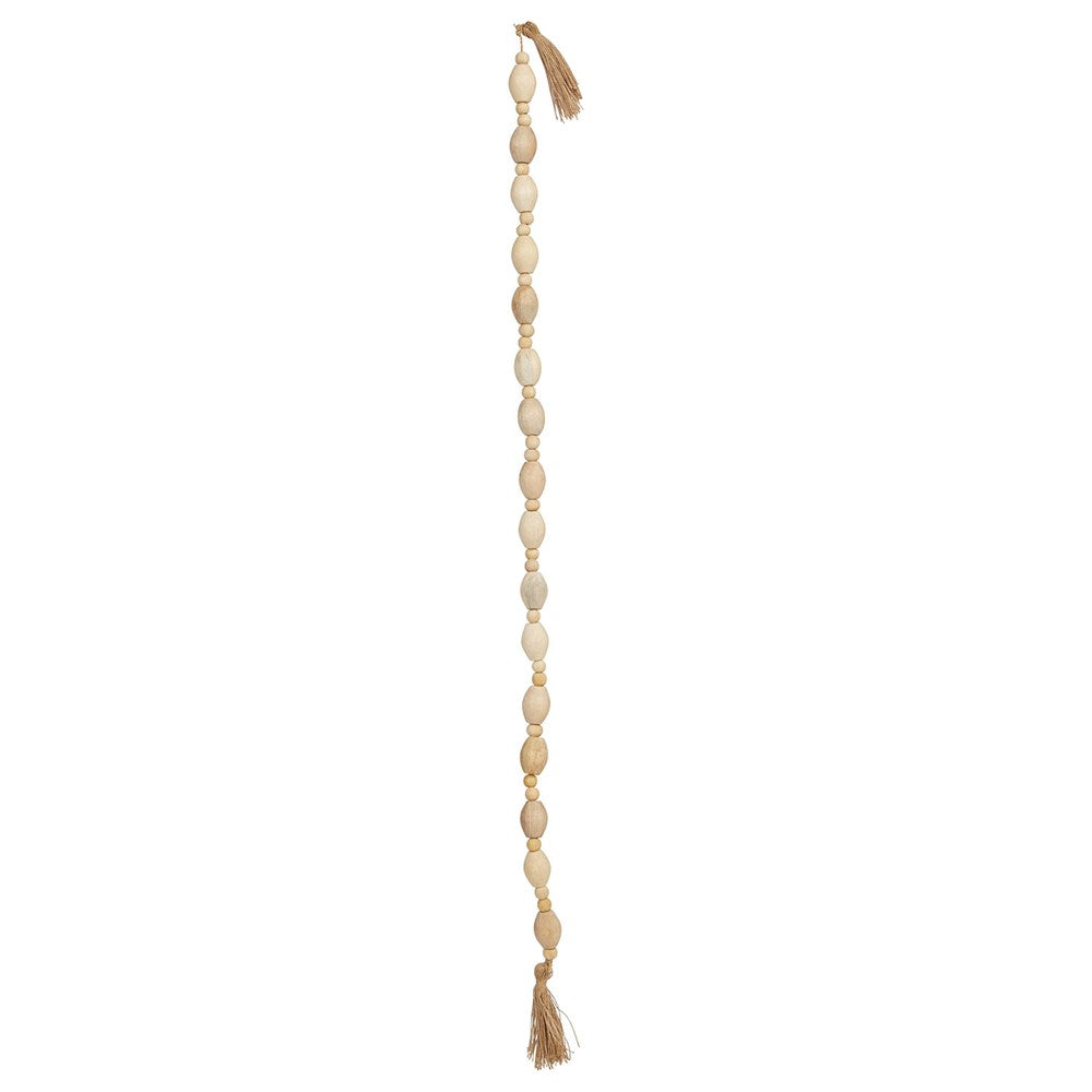 Mango Wood Bead Garland with Jute Tassels, 60