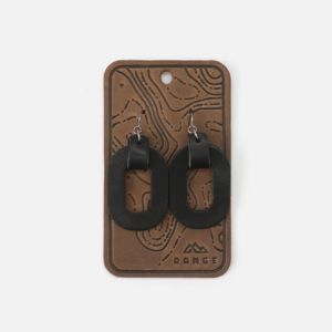 Oval Earrings, Black displayed on a rustic textured card, perfect for adding a modern touch to any jewelry collection with stylish elegance from Knotty and Board.