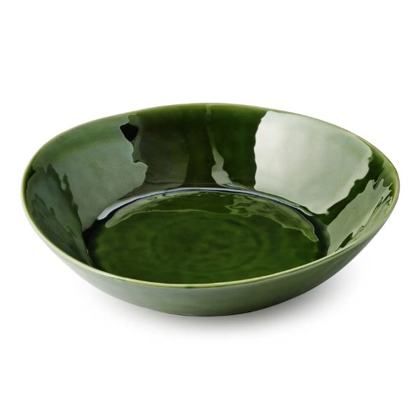 Pasta Bowl, Verde, 13 X 3 in. showcasing a glossy deep green ceramic design perfect for kitchen decor and dining, available at Knotty and Board with curated gifts shipped US-wide.