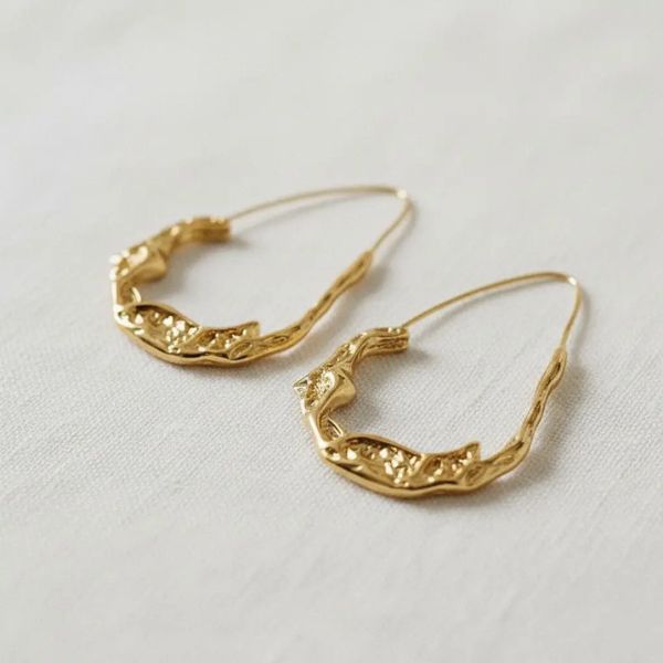 Lava Water Hoop Earrings, Gold, 1.5 in.