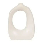 Ceramic Curvy Cut-Out Design Vase, Cotton White, 11 in., stylish home decor piece perfect for gifting and enhancing any room's ambiance from Knotty and Board. 1