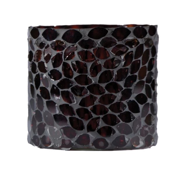 Glass Mosaic Tealight Votive Holder, Brown featuring a textured glass mosaic design, perfect for adding stylish decor and warm candlelight to any room, ideal gifts from Knotty and Board.