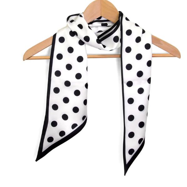 Polka Dot Double Sided Scarf, Black and White, 145 X 13 in.
