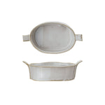 Stoneware Mini Baker with Handles, 7 oz., in a neutral glazed finish shown from top and side angles, perfect for kitchen decor and entertaining by Knotty and Board. 1