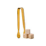 Teaspressa Luxe Mini Tongs, Gold, 4.5 Inch, elegantly designed for stylish kitchen use, shown holding sugar cubes, perfect gift from Knotty and Board for dining and entertaining decor. 1