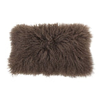 Fur Pillow, Mongolian Lamb, Poly Filled, Brown, 12 X 20 in. 1