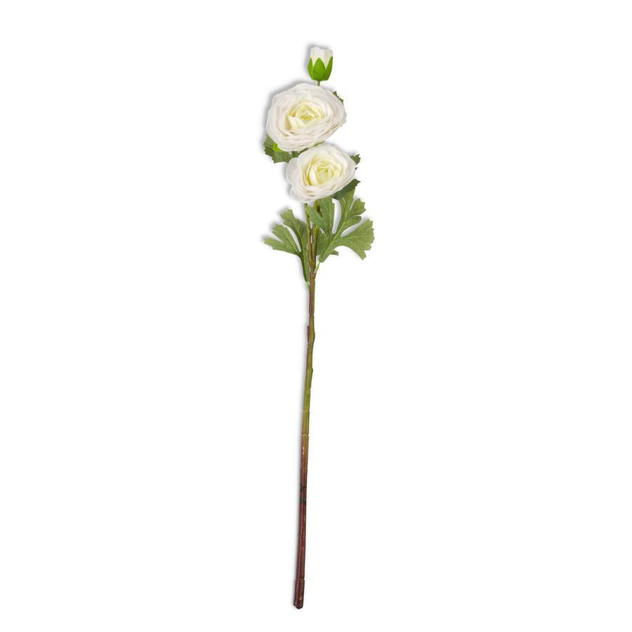 White Real Touch Triple Bloom Ranunculus Stem, 25 in