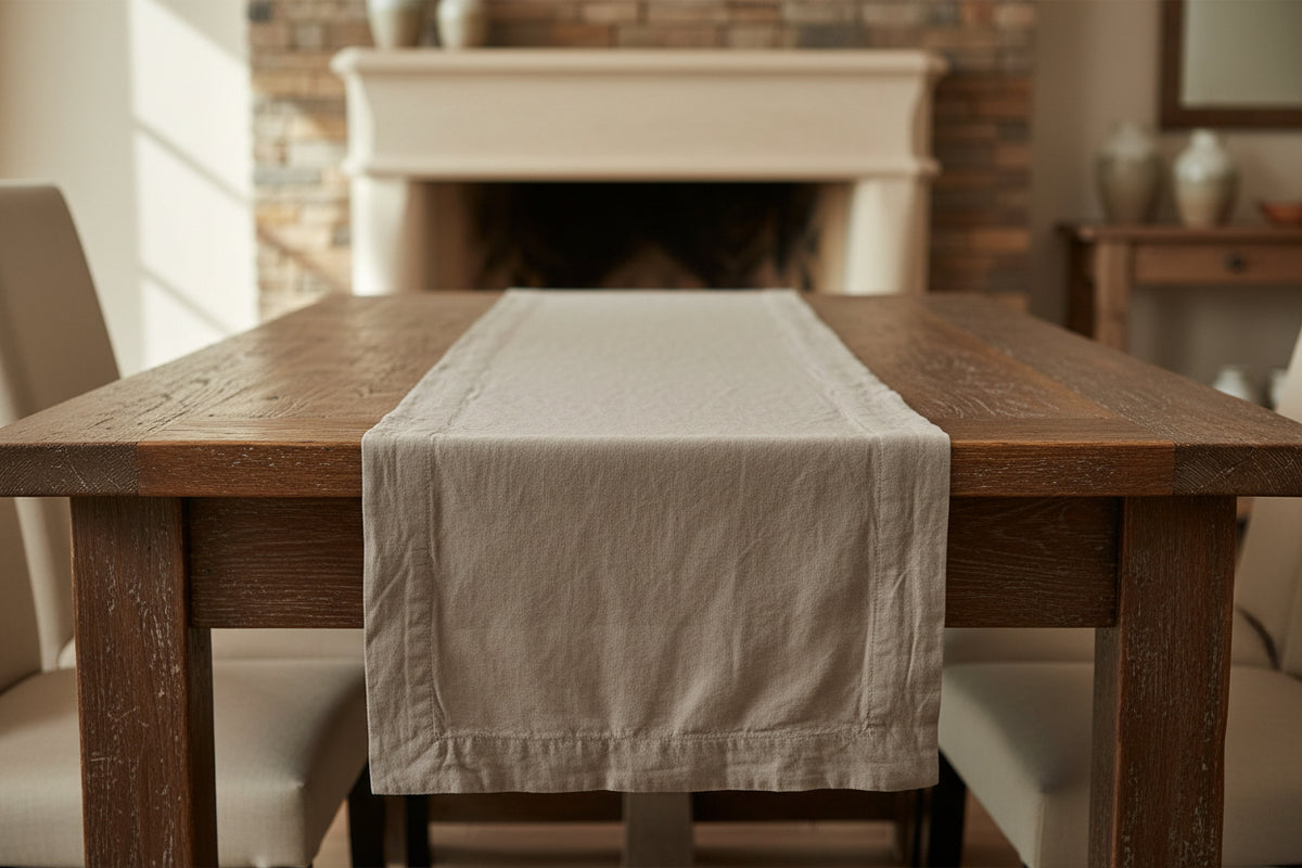 Slub Cotton Everyday Table Runner, 72 in., Sand
