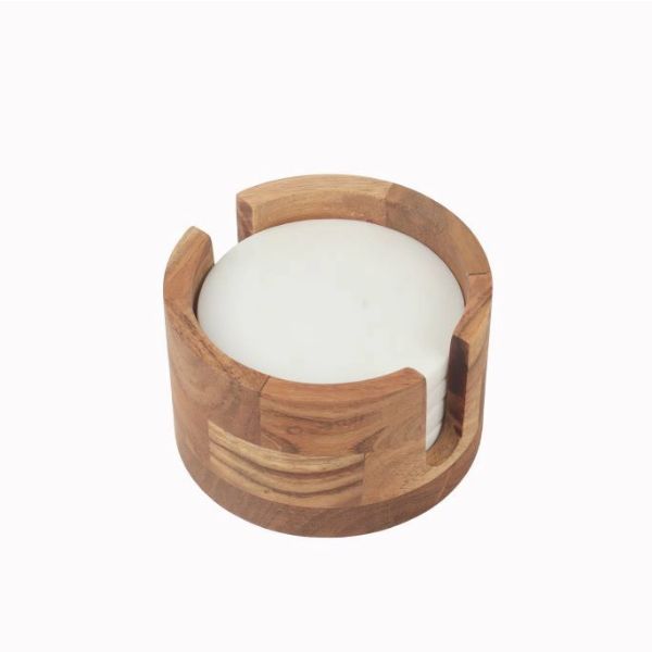 White Marble Coasters, 4.75 in.