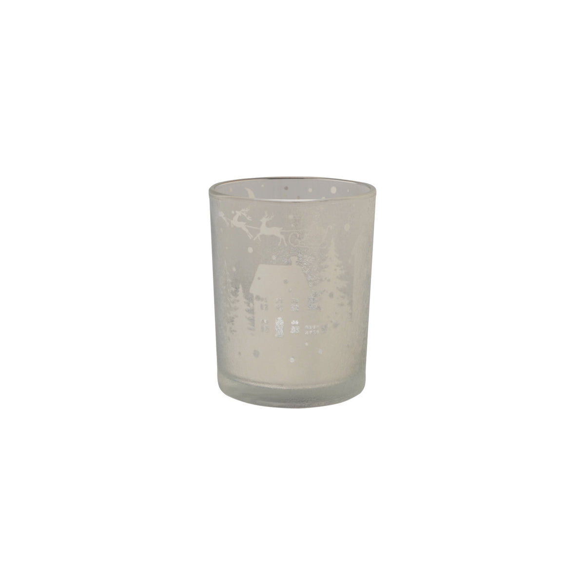 Mercury Glass Tealight/Votive Holder w/ Etched Scene, 4