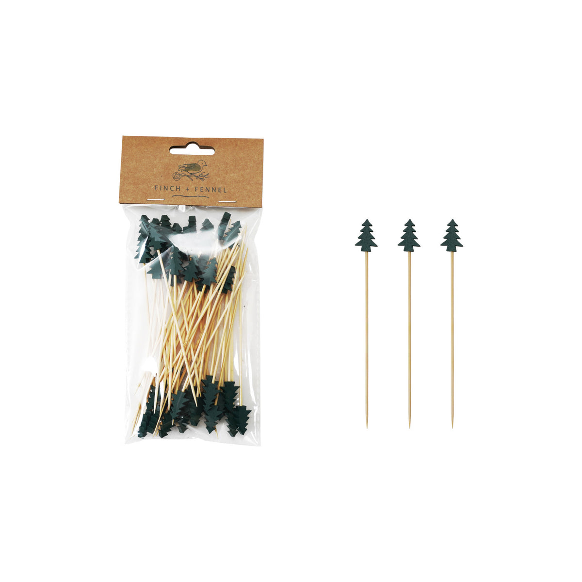 Tree Shaped Bamboo Skewers, Set of 50