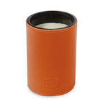 Blue Ocean Traders Candle & Whiskey Tumbler, Fluer, Oranger with smooth orange leather exterior and black interior, perfect for home decor and gifts from Knotty and Board. 1