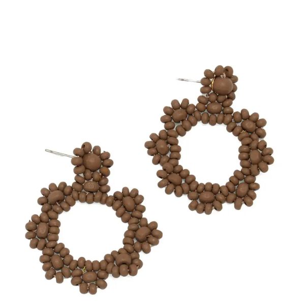 Bead Scalloped Boho Earrings, Natural